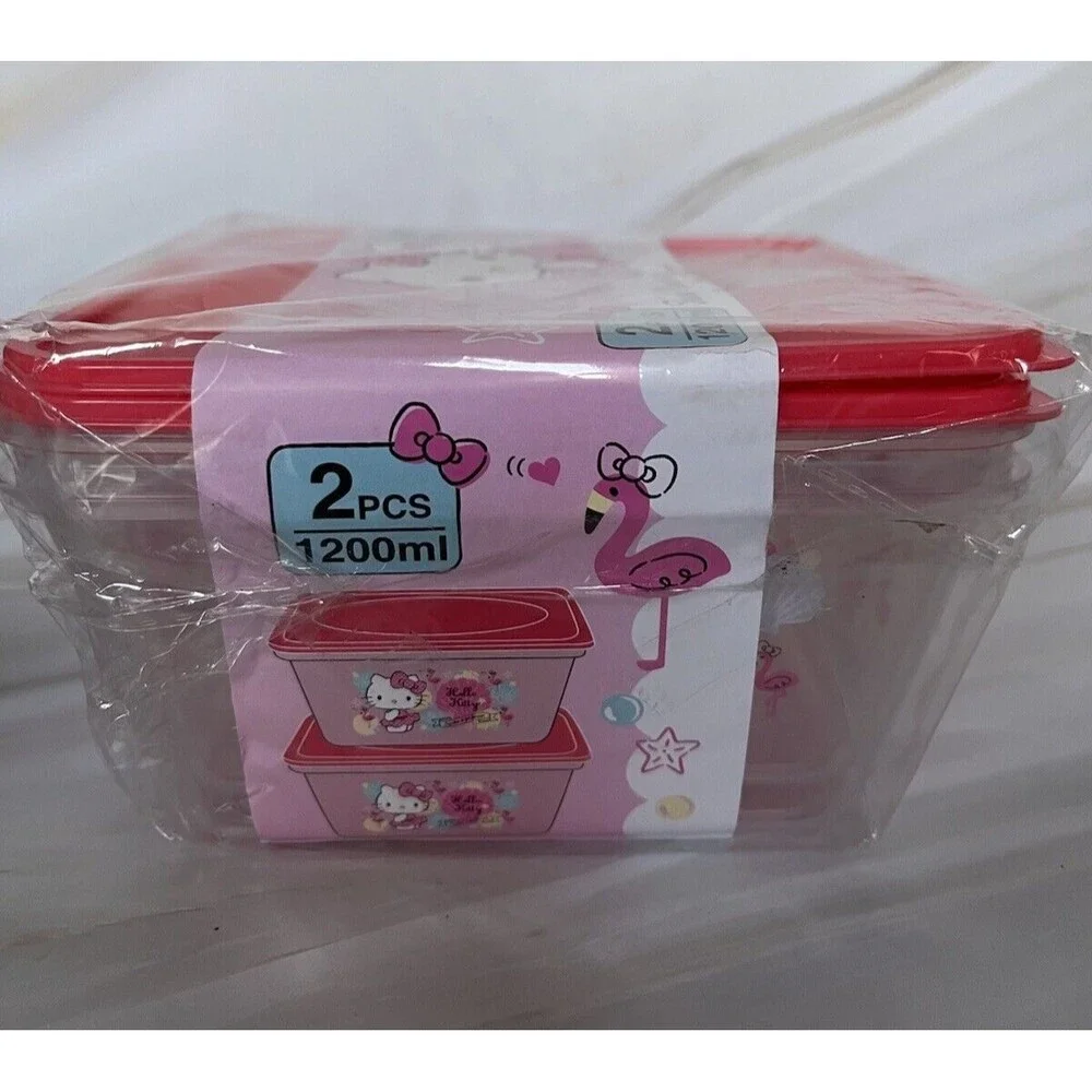 2 Pcs Hello Kitty Food Container 1200ml BPA Free